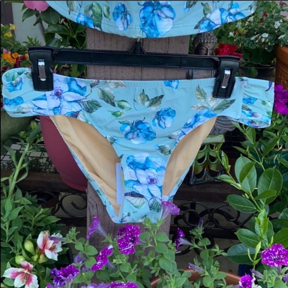 New Alex Marie Blue Green Floral Swimsuit Bottoms